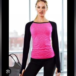 PINK VICTORIA SECRET VSX Studio Sport Athletic Long Sleeve M Deep Pink Black